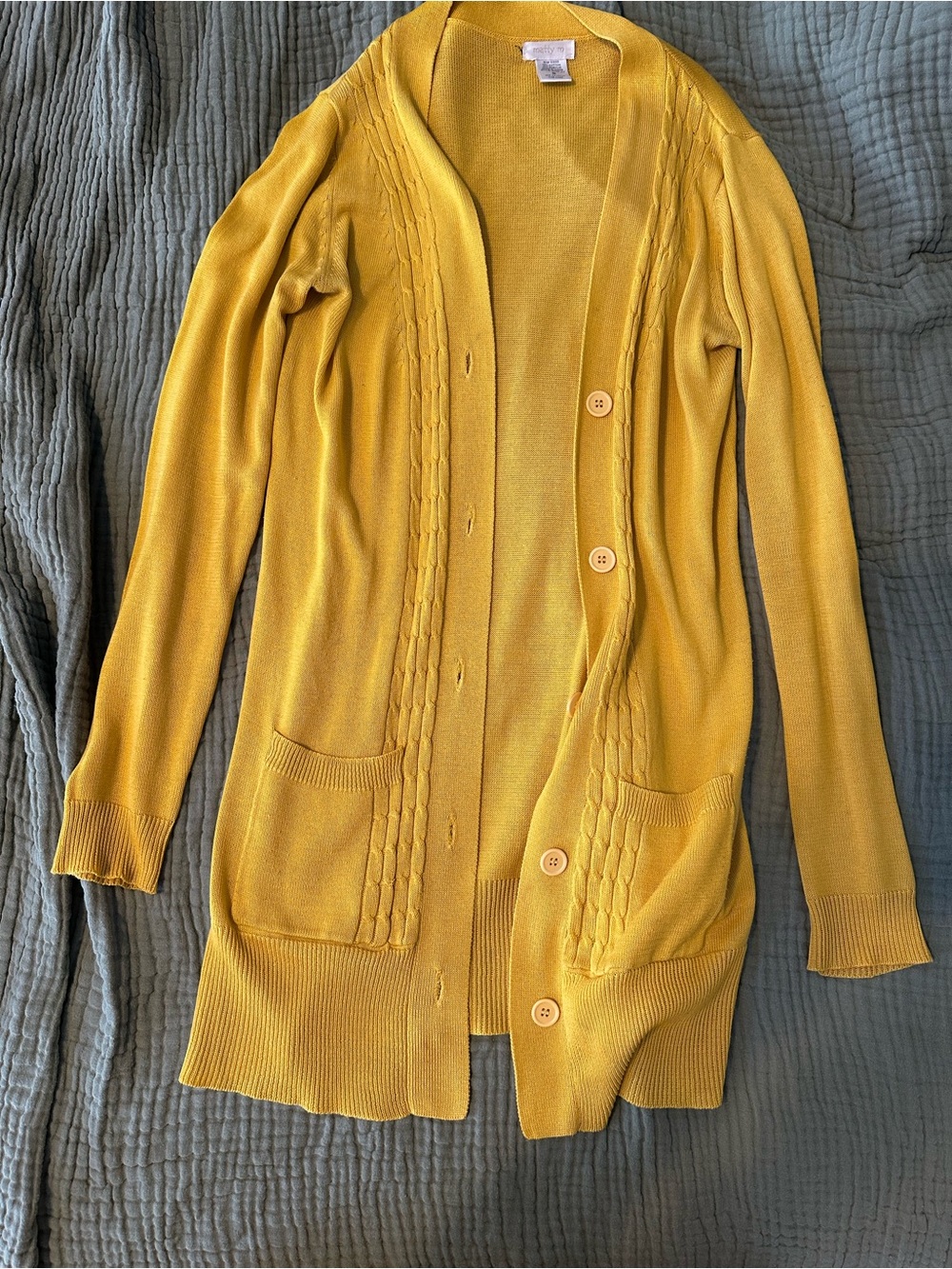 Matty M Mustard Yellow Longline Button Cardigan